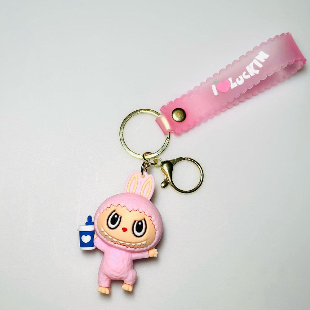 Trendy Pink Monster Bunny Keychain labubu